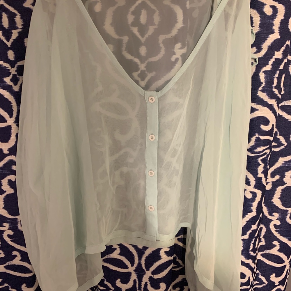Mint green sheer top